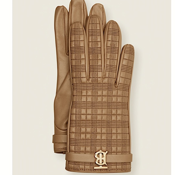 Burberry Check Leather Gloves - Picture 1 of 6